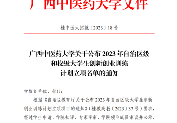 beat365平台唯一官网关于公布2023年自治区级和校级大学生创新创业训练计划立项名单